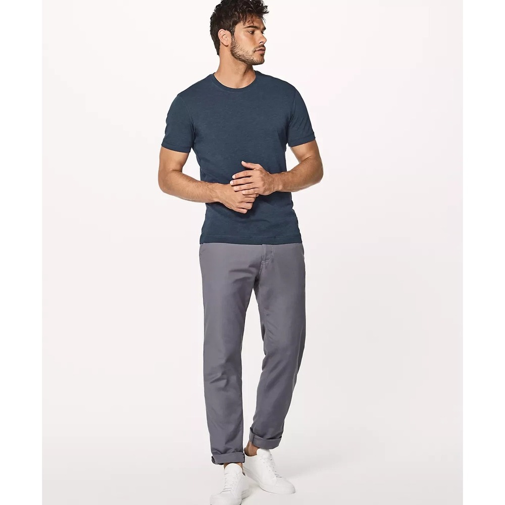 Lululemon 5 Year Basic T-Shirt Men's Large Heather Navy Short Sleeve Pima Cotton